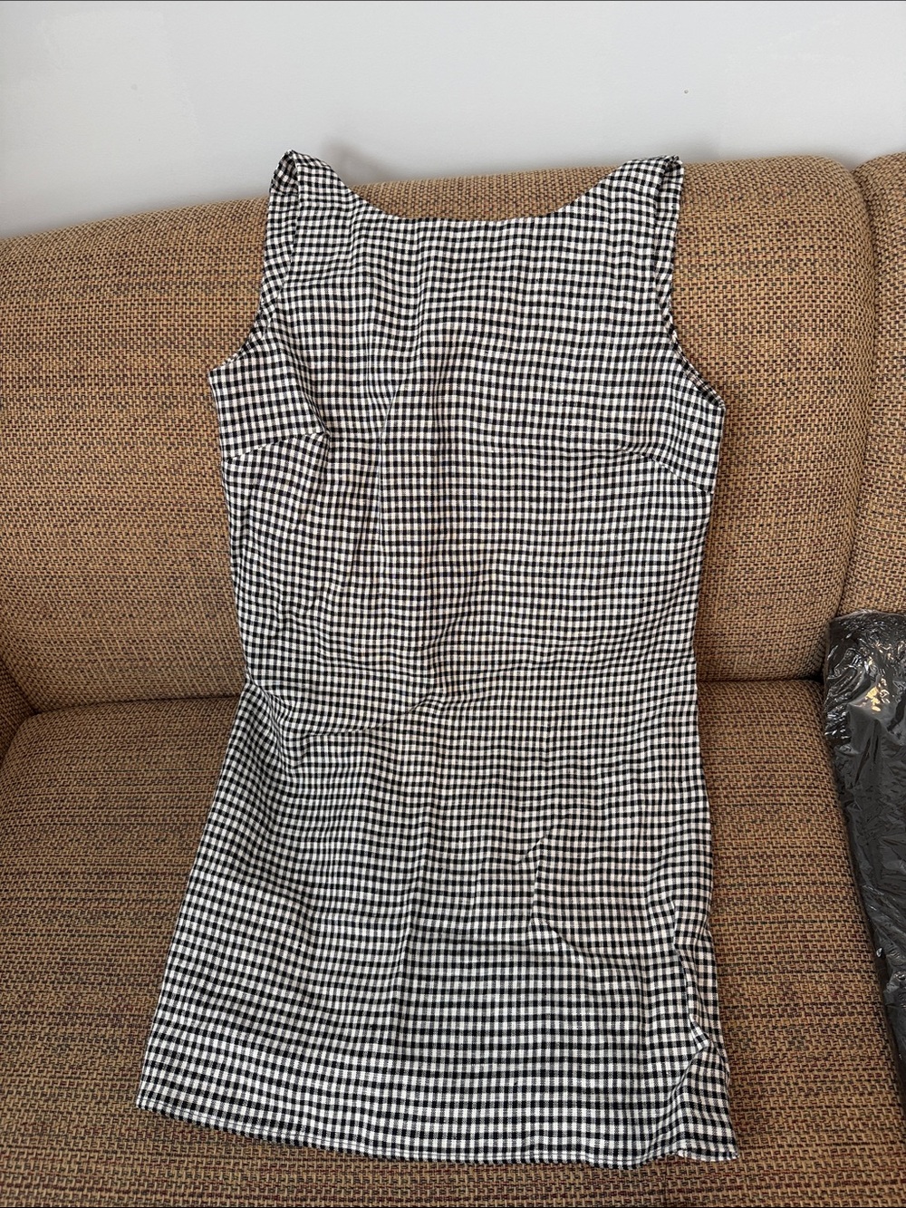 Reformation Black & White Gingham Mini Dress